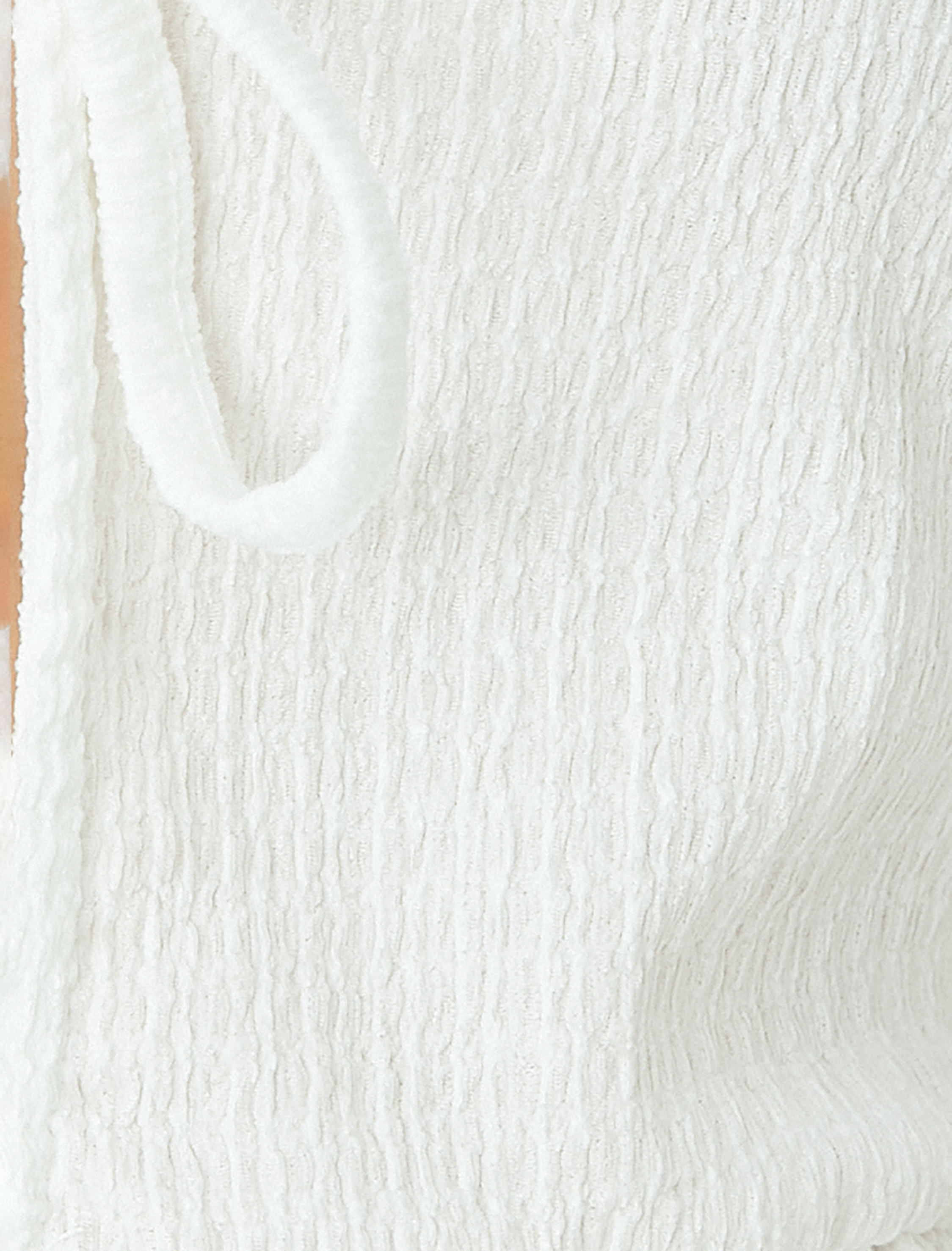   Bisiklet Yaka Balon Kollu Bağcıklı Volanlı Bluz Bürümcük