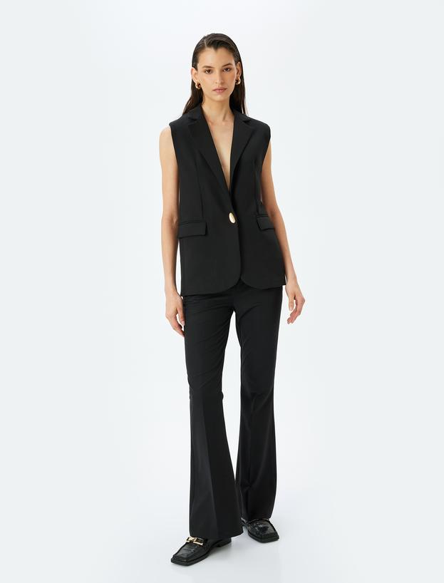 Slim Fit Cepli Ekstra Uzun İspanyol Paça Kumaş Pantolon_0