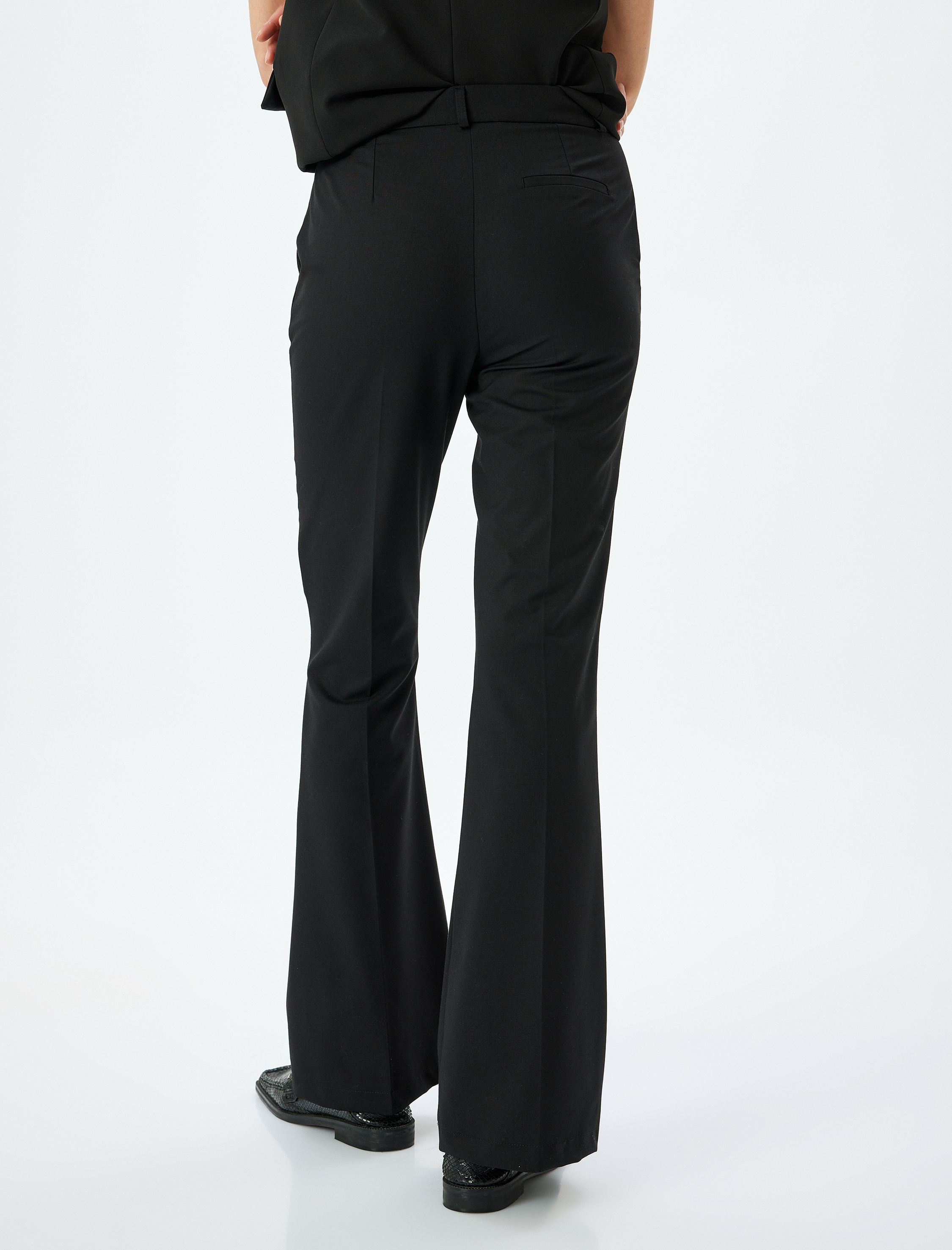   Slim Fit Cepli Ekstra Uzun İspanyol Paça Kumaş Pantolon