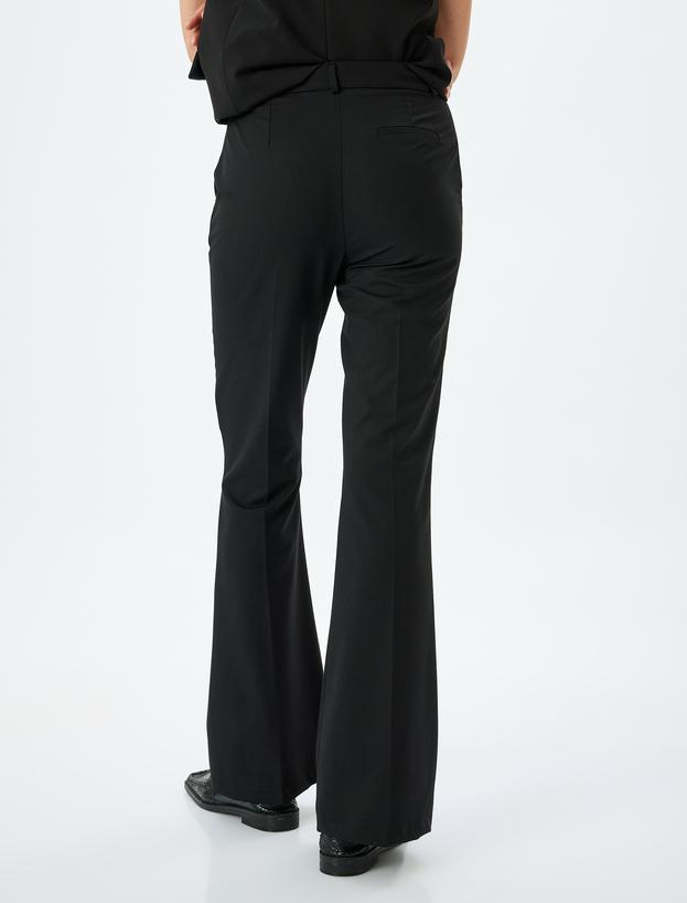 Slim Fit Cepli Ekstra Uzun İspanyol Paça Kumaş Pantolon_3