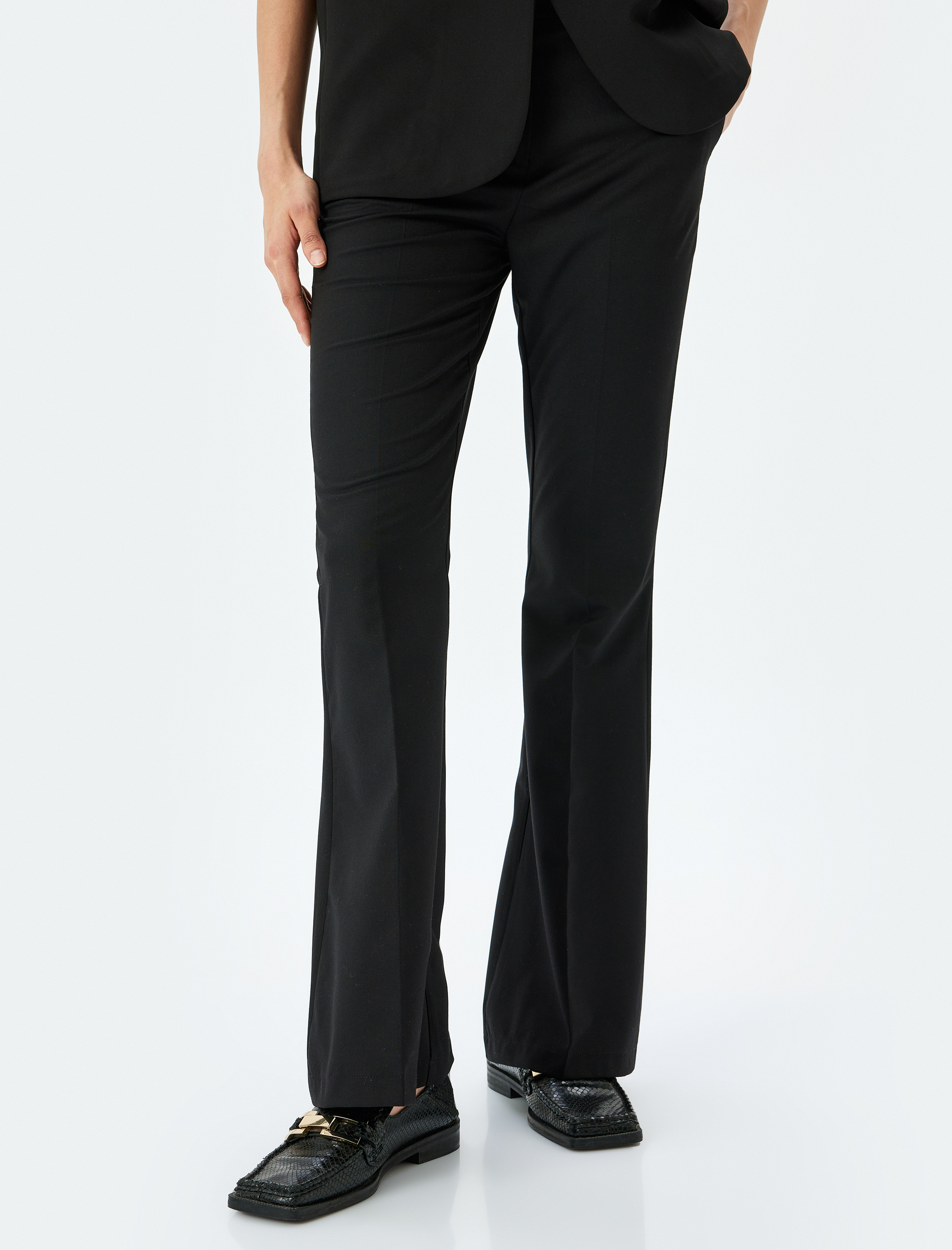   Slim Fit Cepli Ekstra Uzun İspanyol Paça Kumaş Pantolon