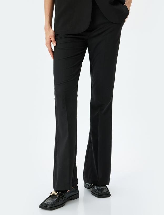 Slim Fit Cepli Ekstra Uzun İspanyol Paça Kumaş Pantolon_2