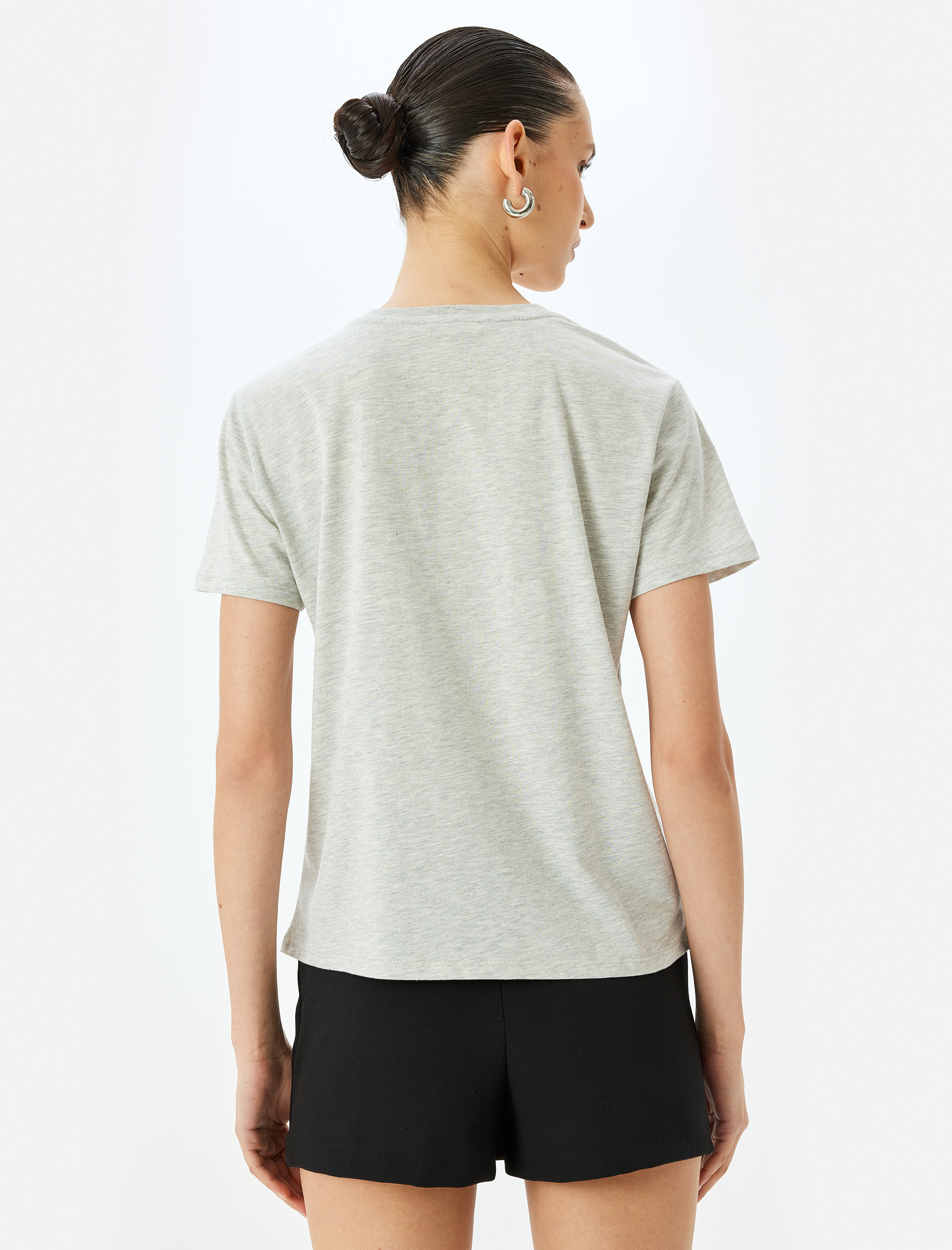   Fiyonk Baskılı Kısa Kollu Bisiklet Yaka Tişört