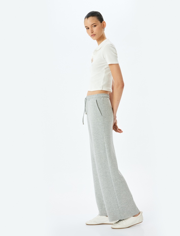  Rahat Kesim Cepli Viskon Geniş Paça Eşofman Altı