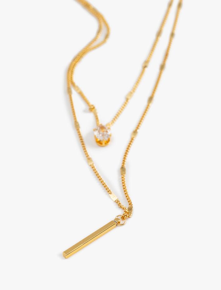 Kadın 2 Sıralı Taşlı Zincir Kolye