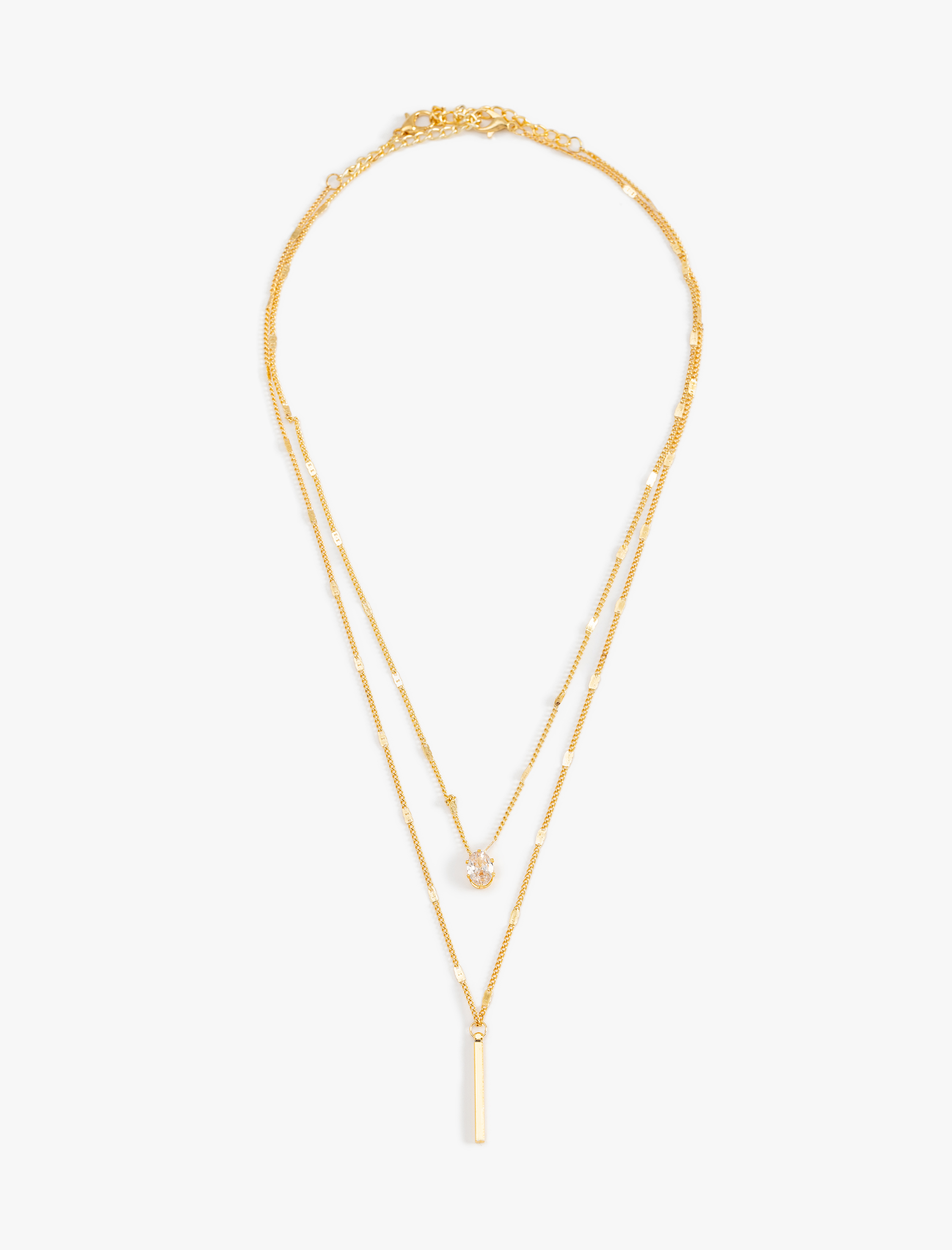  Kadın 2 Sıralı Taşlı Zincir Kolye