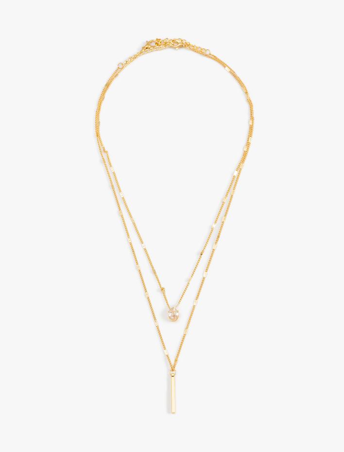 Kadın 2 Sıralı Taşlı Zincir Kolye