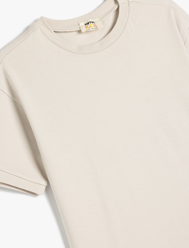 Oversize Basic Tişört Kısa Kollu Bisiklet Yaka Pamuklu_2