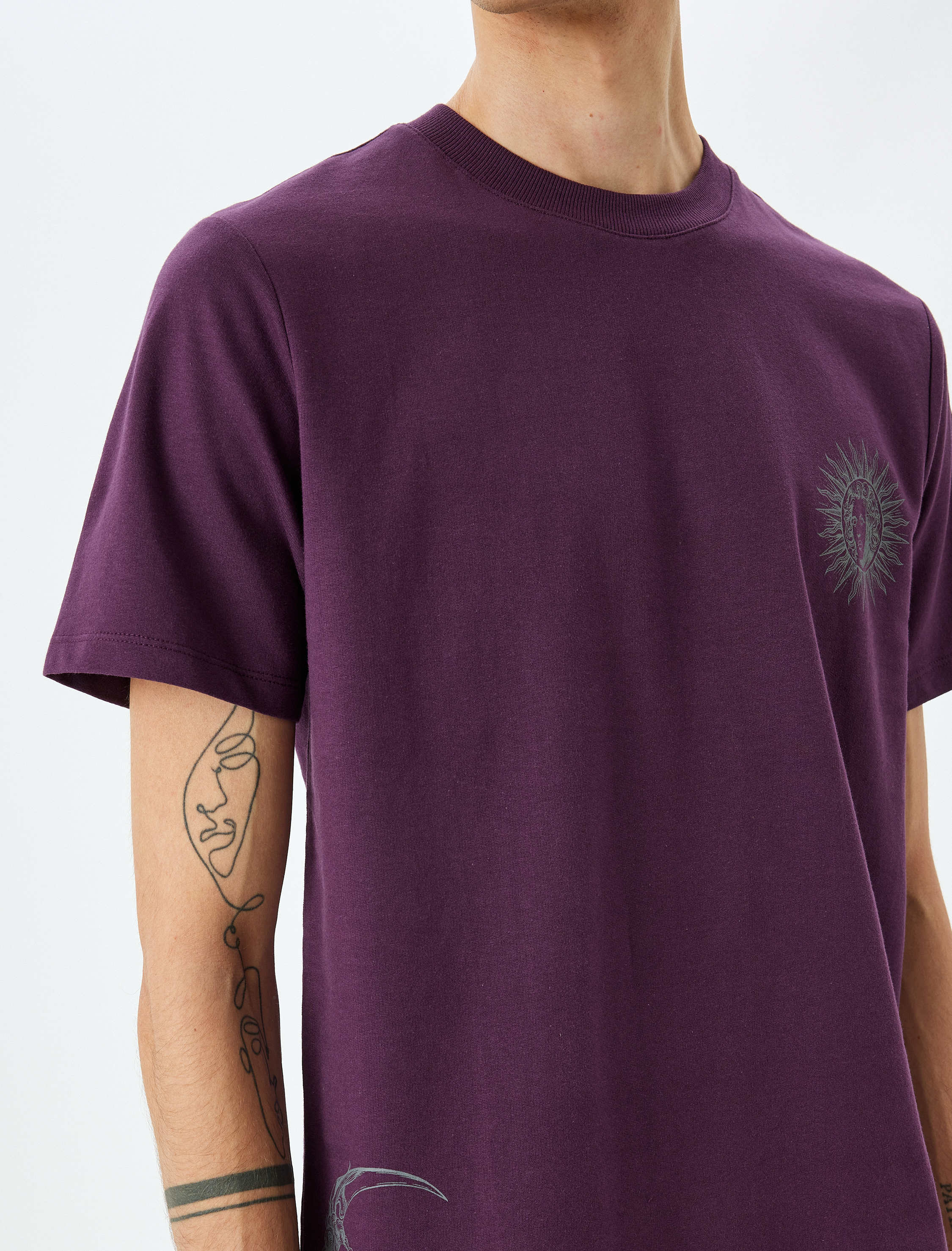   Pamuklu Tok Kumaş Regular Fit Bisiklet Yaka Kısa Kollu Baskılı Tişört