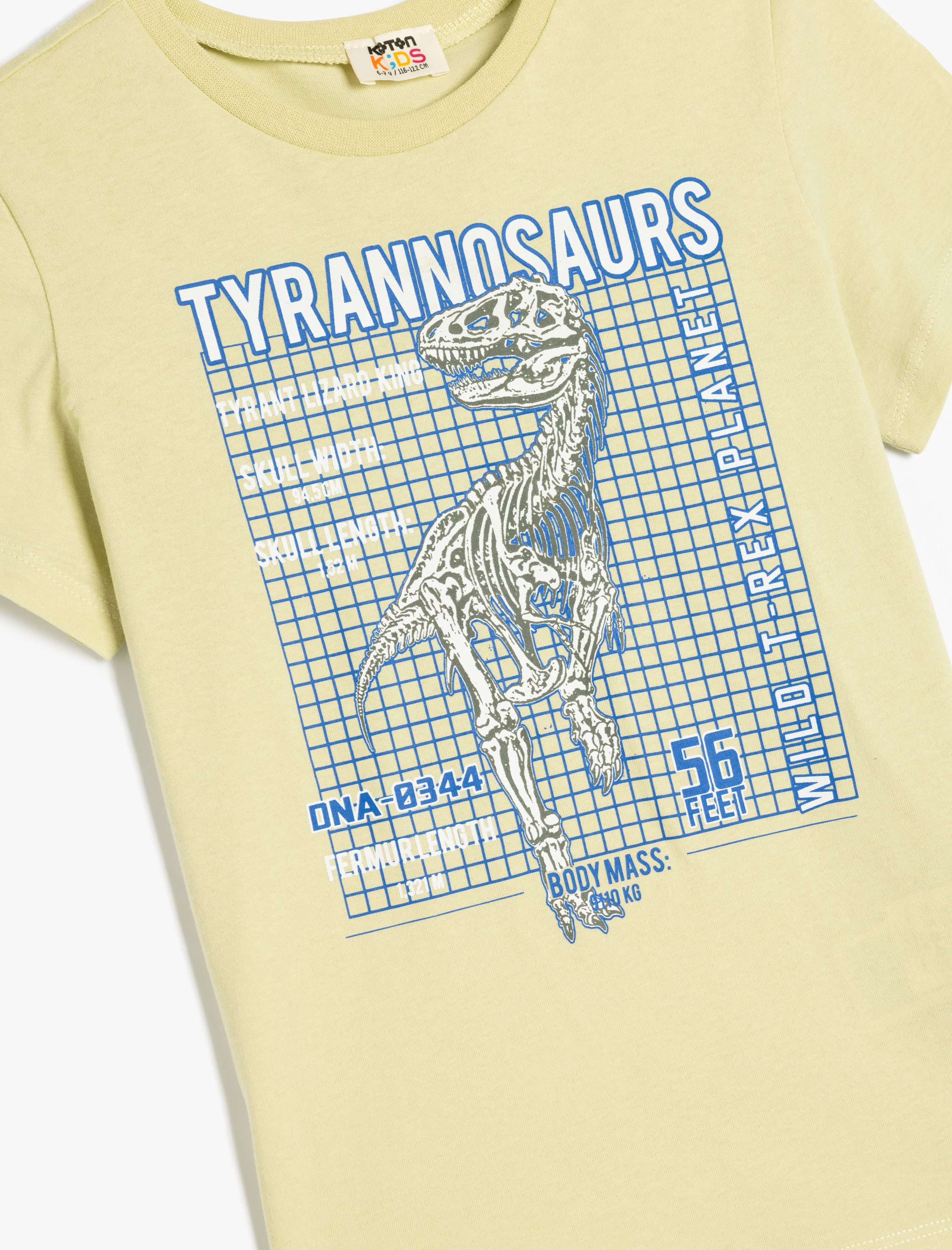  Erkek Çocuk Dinozor Baskılı Bisiklet Yaka Kısa Kollu Pamuklu Tişört