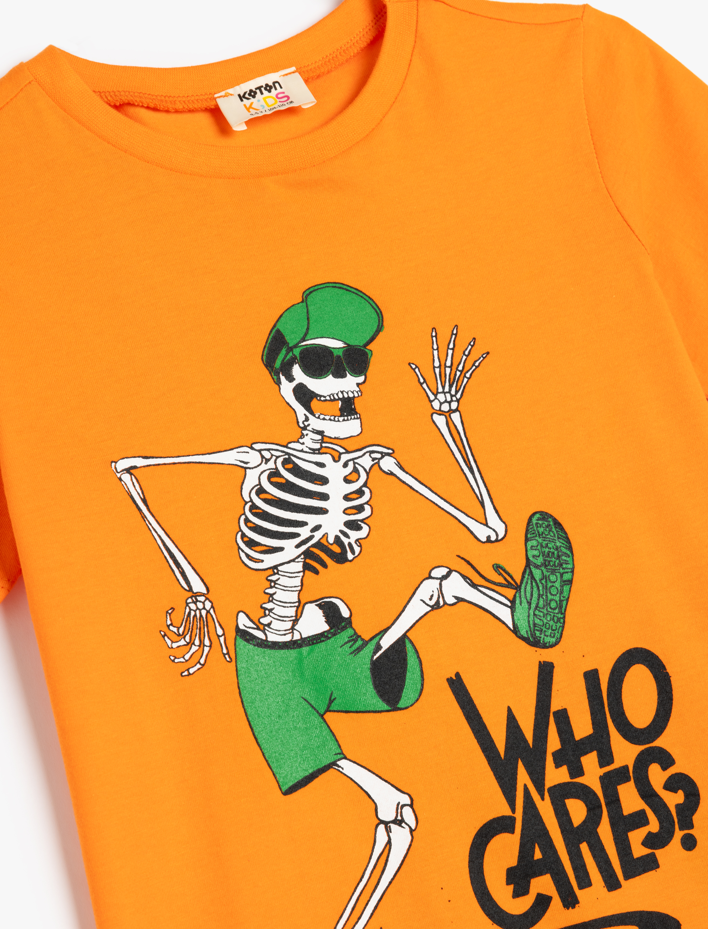  Erkek Çocuk İskelet Bisiklet Yaka Baskılı Kısa Kollu Pamuklu Tişört