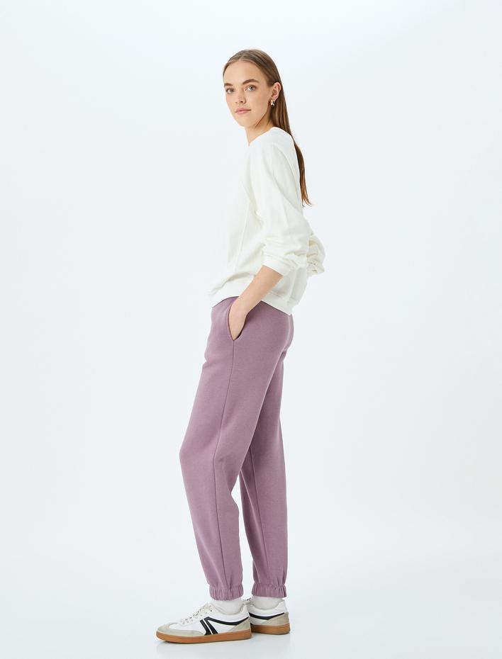  Şardonlu Yüksek Bel Bağcıklı Cepli Jogger Eşofman Altı