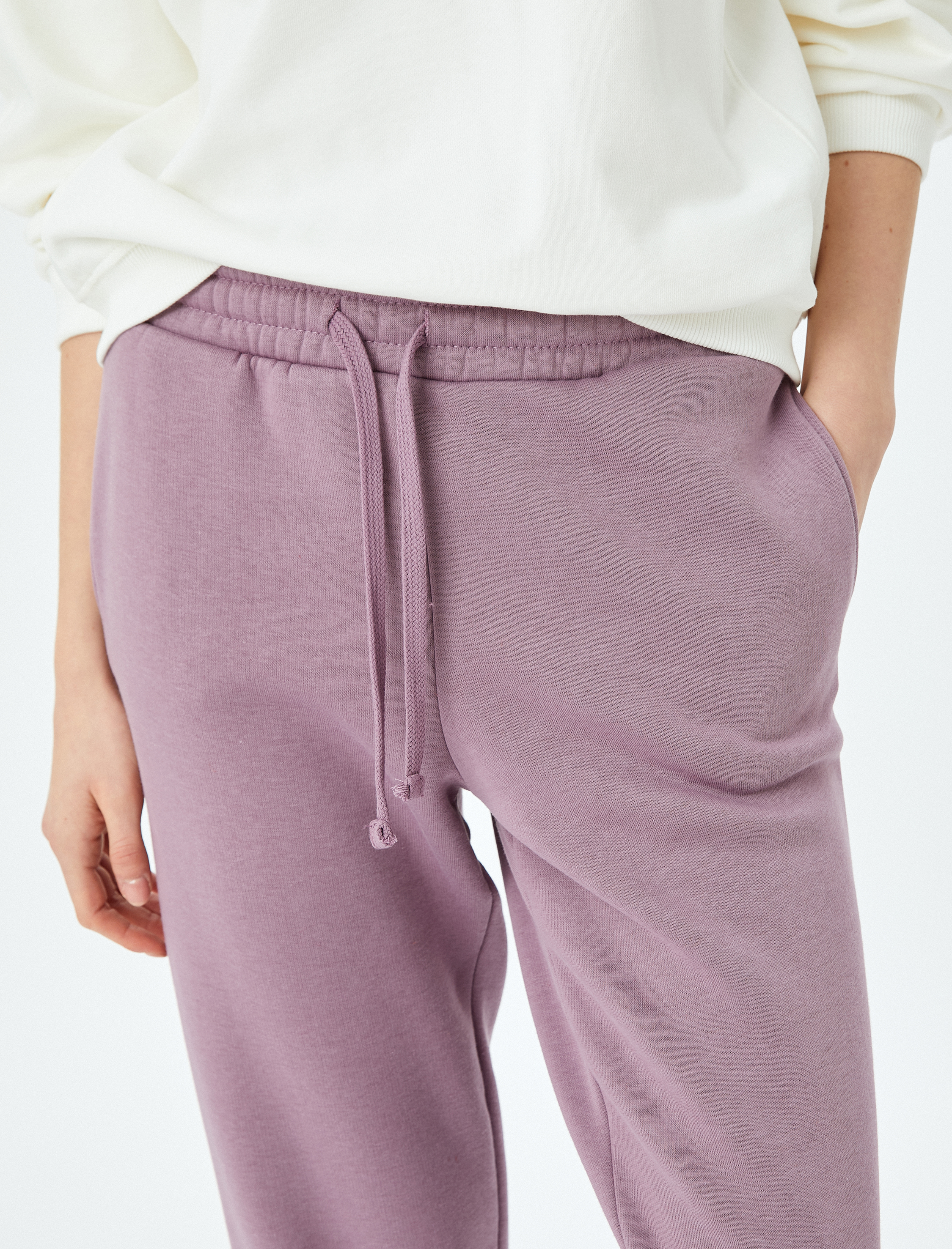   Şardonlu Yüksek Bel Bağcıklı Cepli Jogger Eşofman Altı