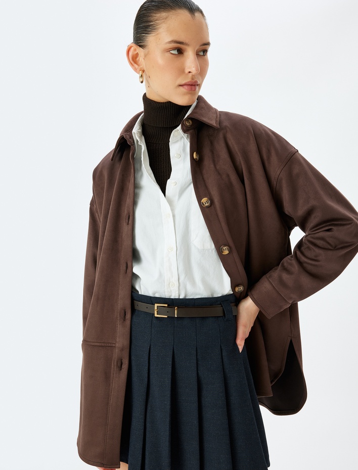  Süet Görünümlü Gömlek Ceket