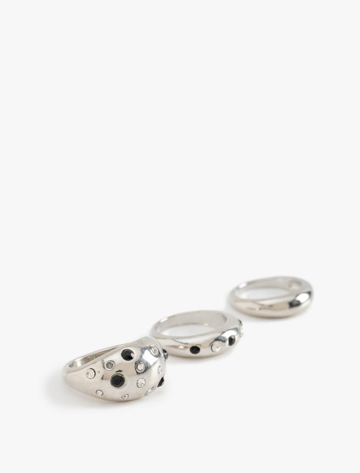 Kadın Taş Detaylı 3'lü Yüzük Seti - Koton X Sibil Çetinkaya
