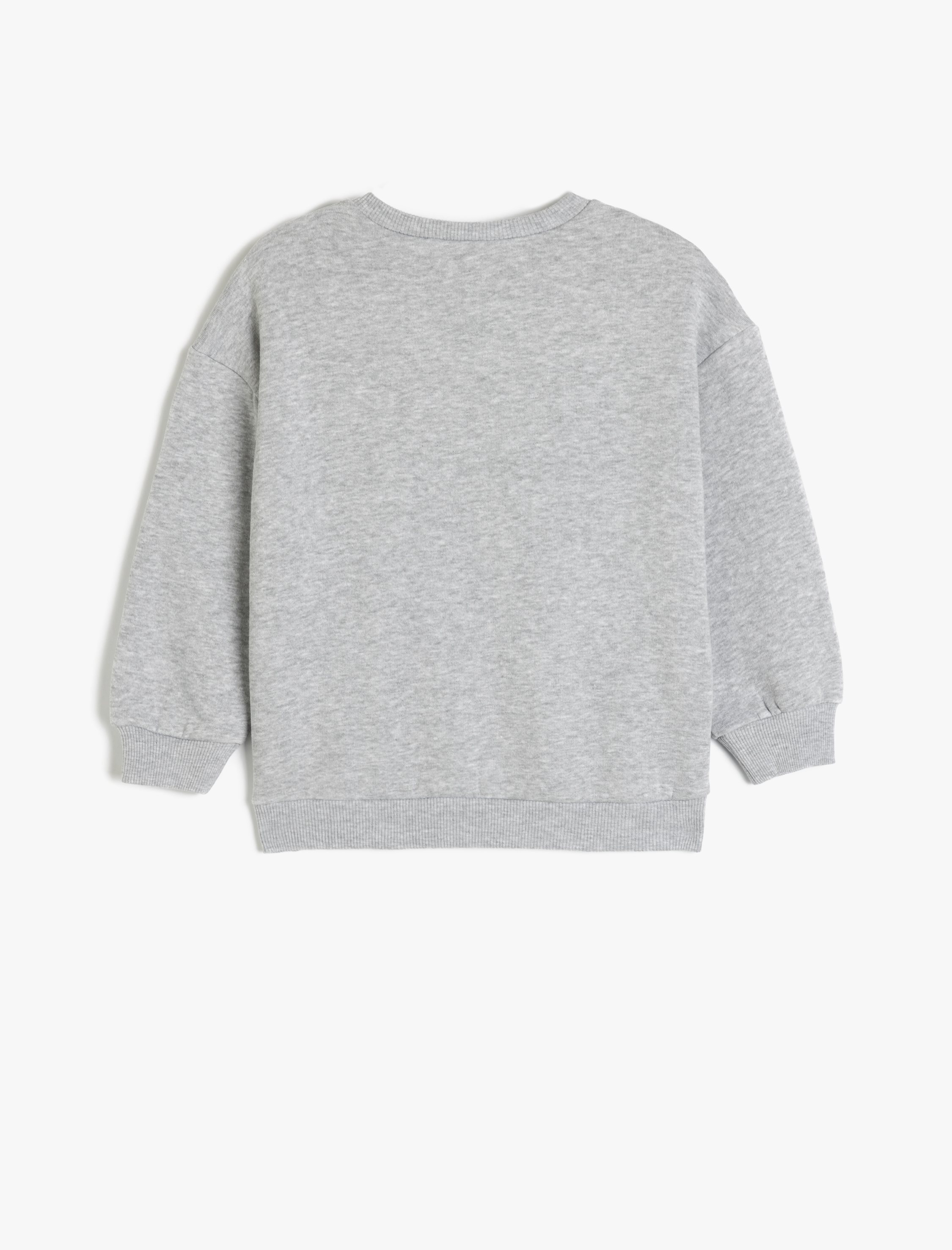  Kız Çocuk Baskılı Pamuklu Uzun Kollu Bisiklet Yaka Şardonlu Sweatshirt