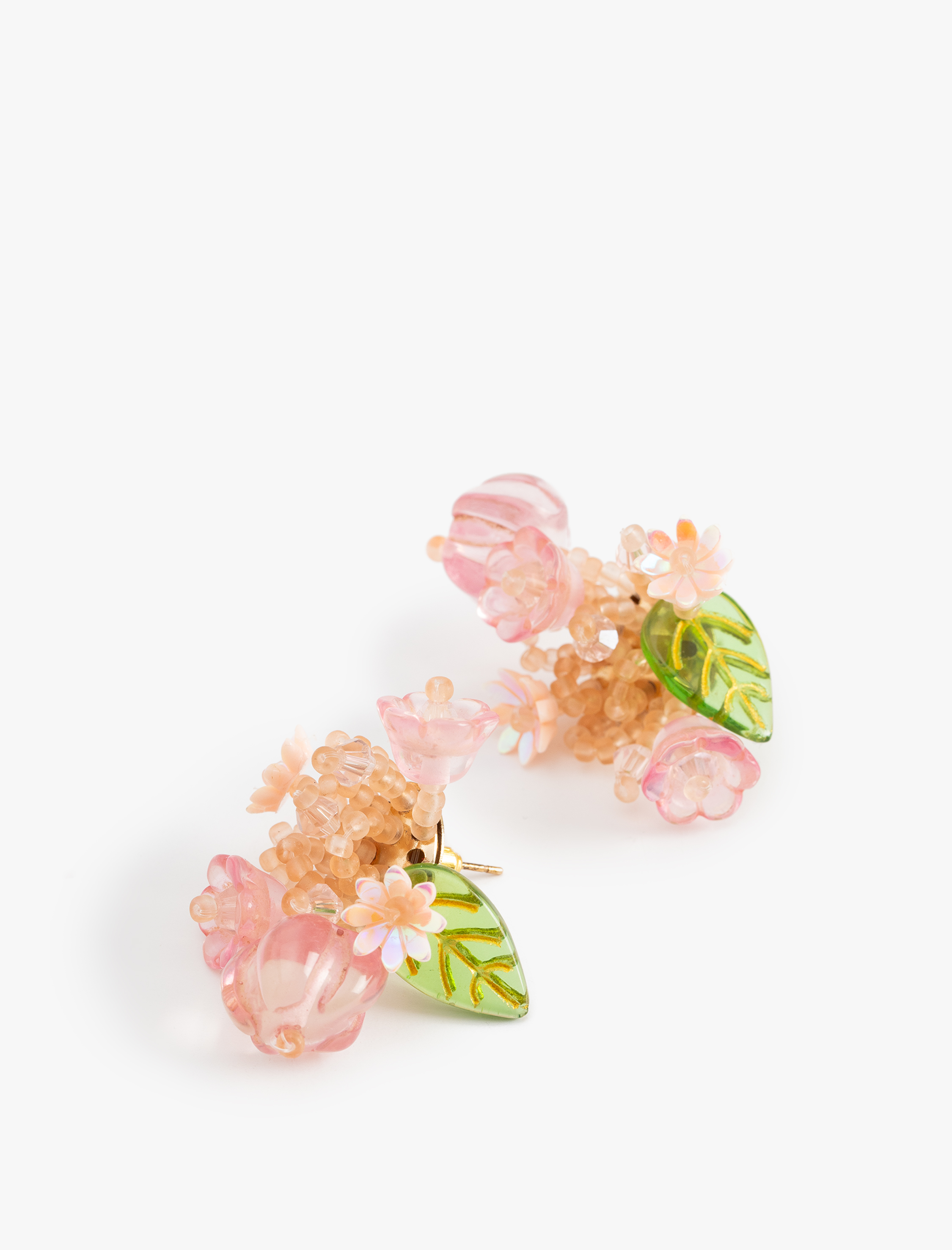  Kadın Boncuklu Çok Renkli Çiçekli Küpe