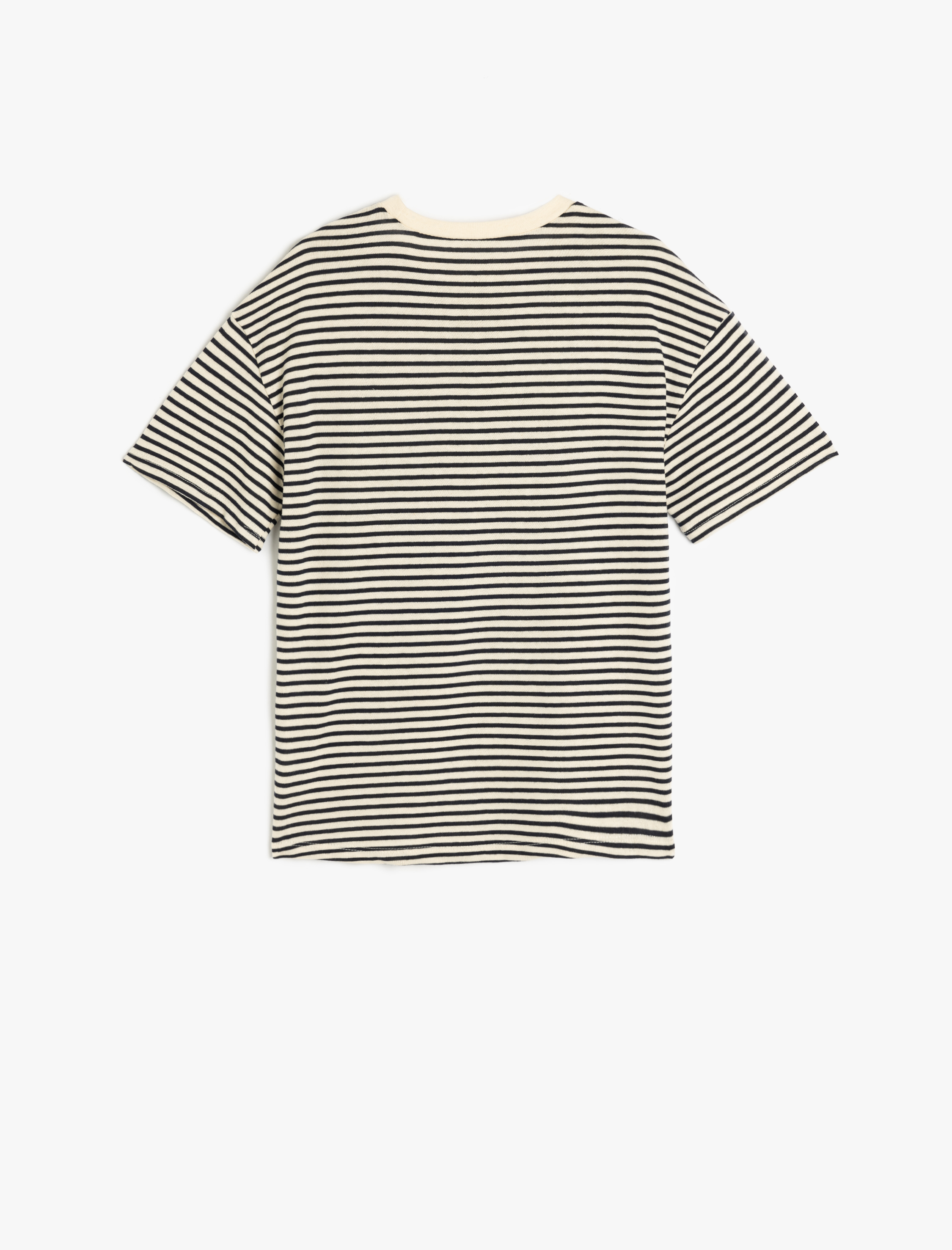  Erkek Çocuk Cep Detaylı Oversize Bisiklet Yaka Çizgili Tişört