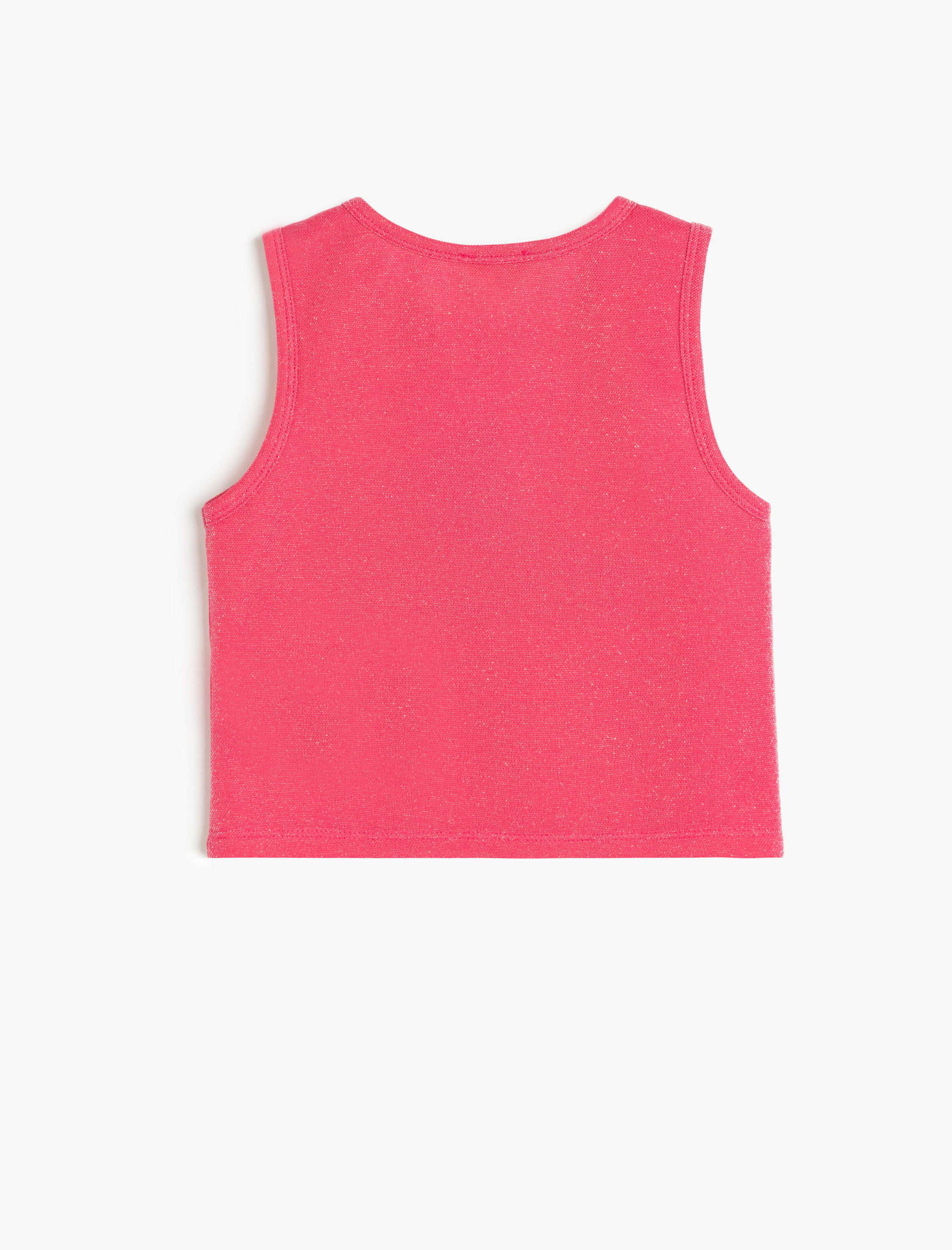  Kız Çocuk Taş Detaylı Fiyonk Baskılı Bisiklet Yaka Askılı Crop Atlet