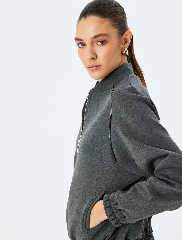  Koton X Şahika Ercümen - Fermuarlı Nervürlü Cepli Bomber Ceket