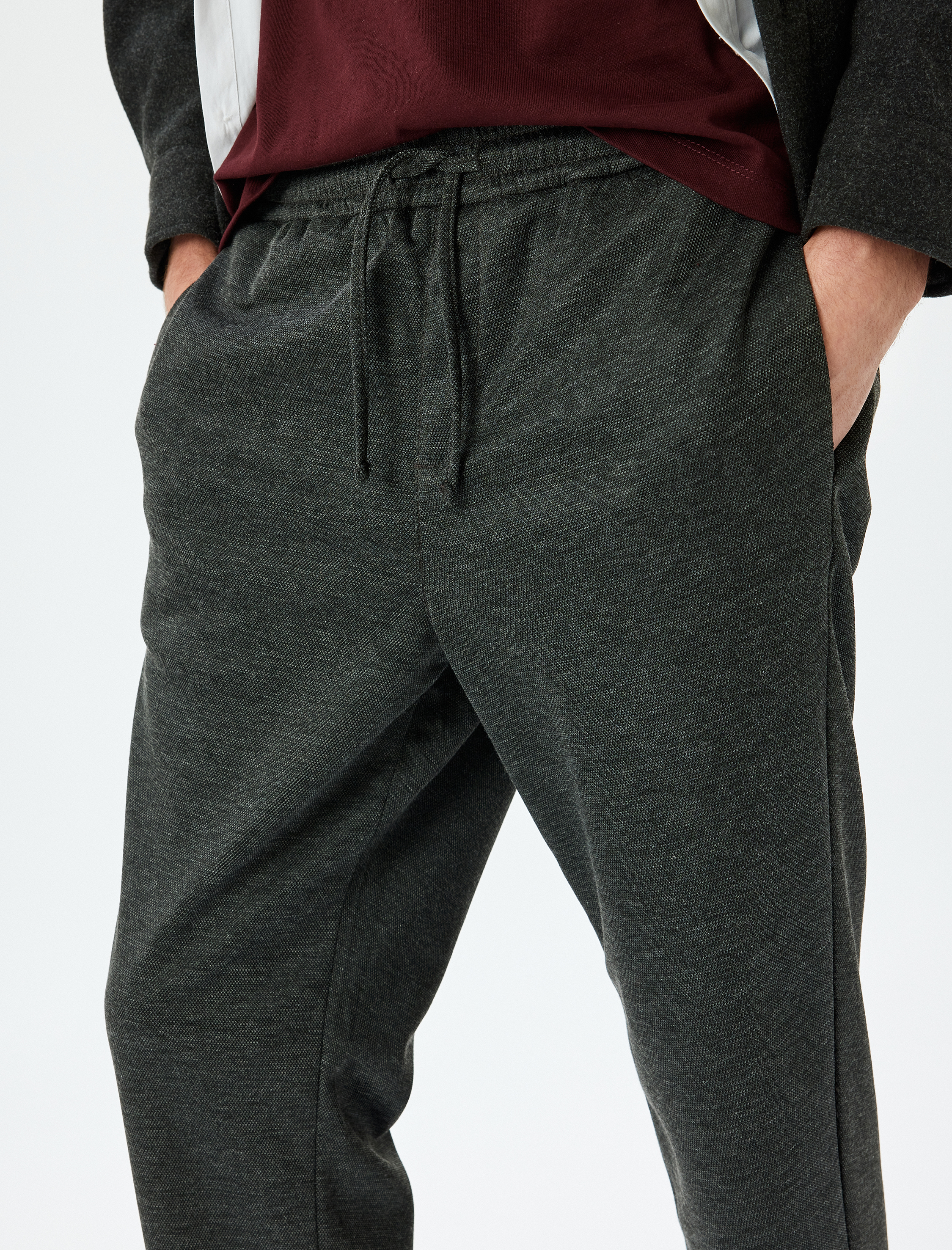 Normal Bel Slim Fit Viskon Karışımlı Beli Bağcıklı Eşofman Pantolon