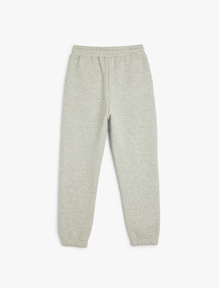 Erkek Çocuk Cep Detaylı Beli Bağlamalı Baskılı Şardonlu Jogger Eşofman Altı