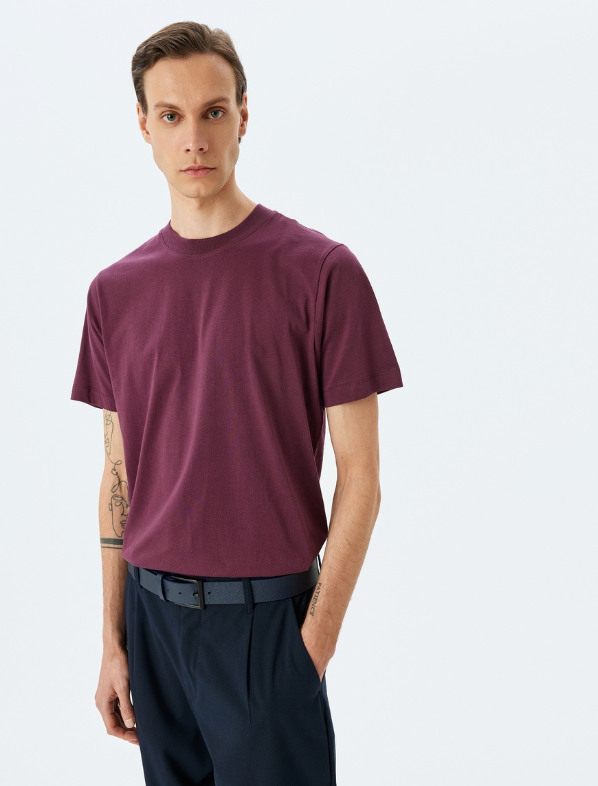   Bisiklet Yaka Pamuklu Regular Fit Kısa Kollu Basic Tişört