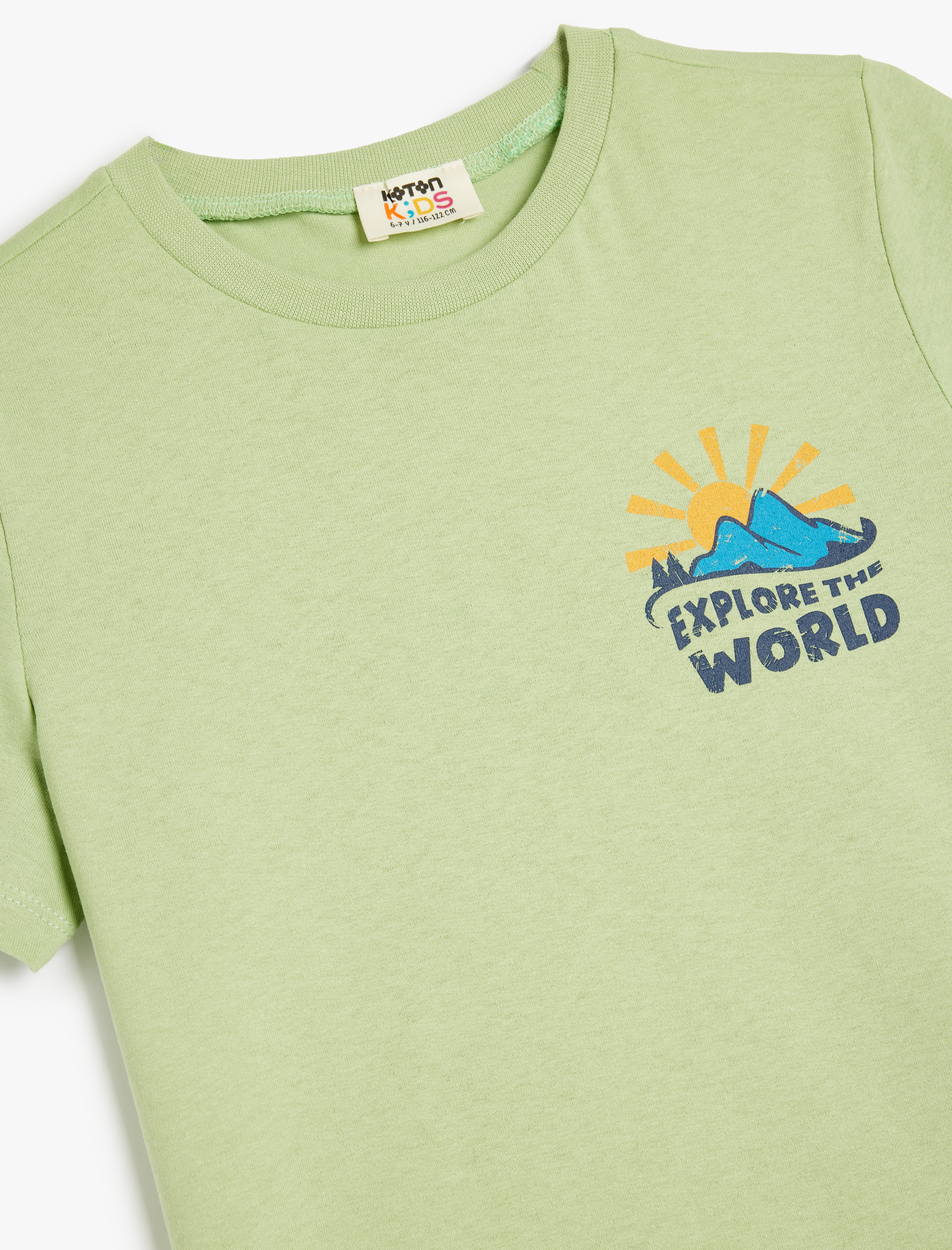  Erkek Çocuk Baskılı Bisiklet Yaka Kısa Kollu Pamuklu Tişört