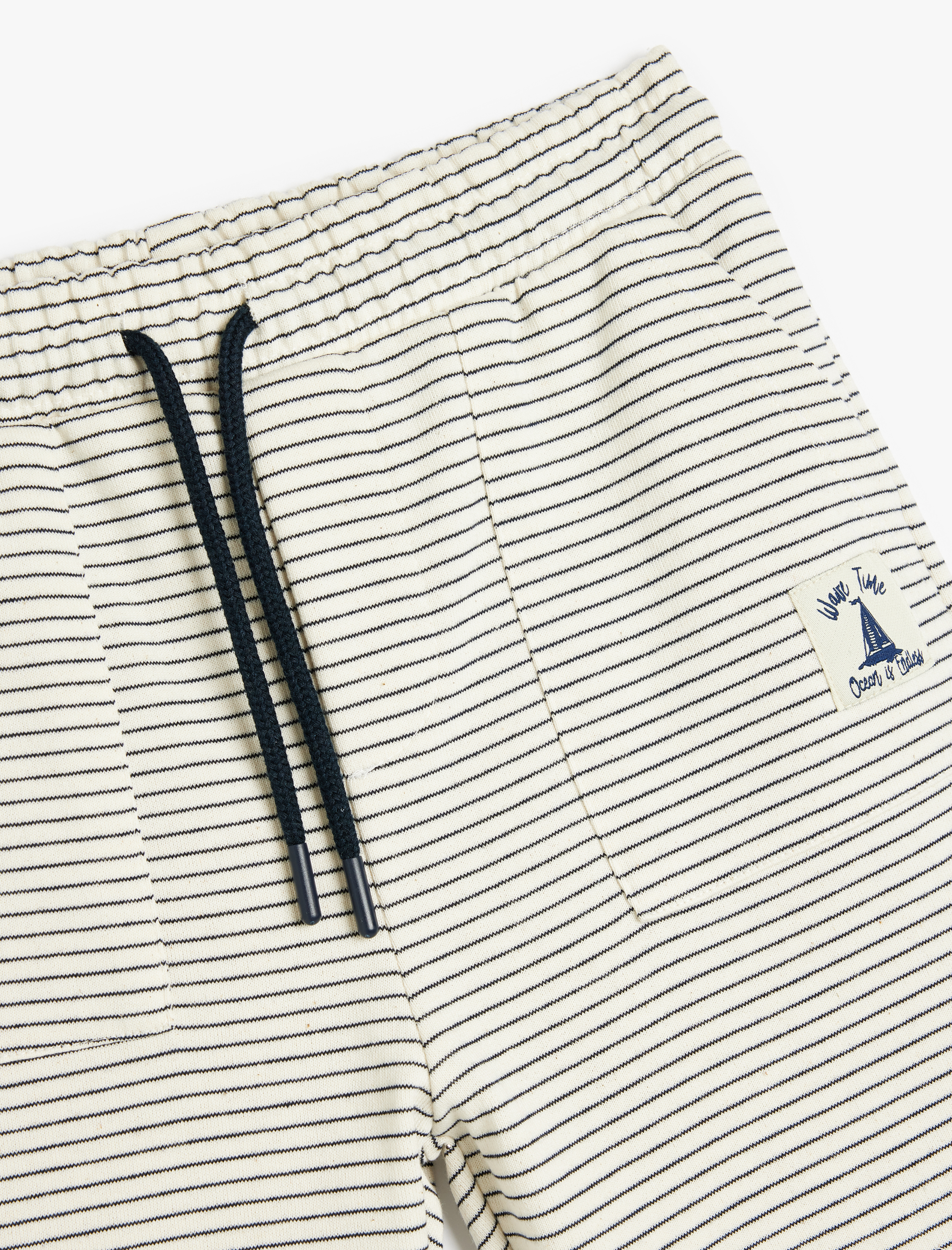  Erkek Çocuk Beli Bağcıklı Çizgili Pamuklu Bermuda Şort