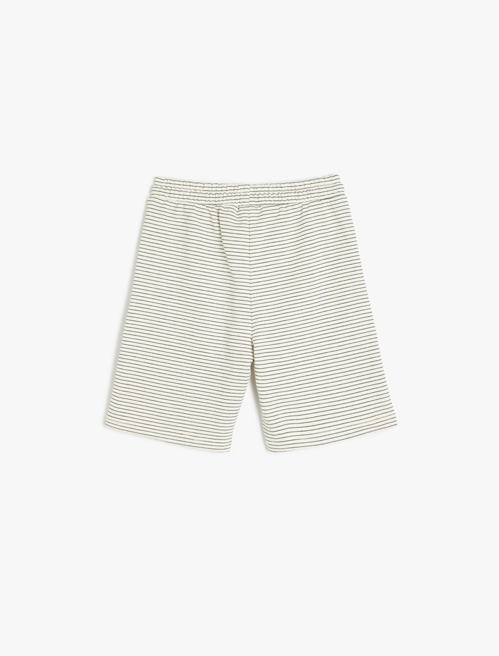 Erkek Çocuk Beli Bağcıklı Çizgili Pamuklu Bermuda Şort