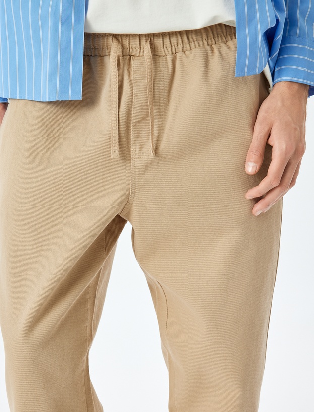 Normal Bel Straight Fit Pamuklu Beli Bağcıklı Pantolon_4