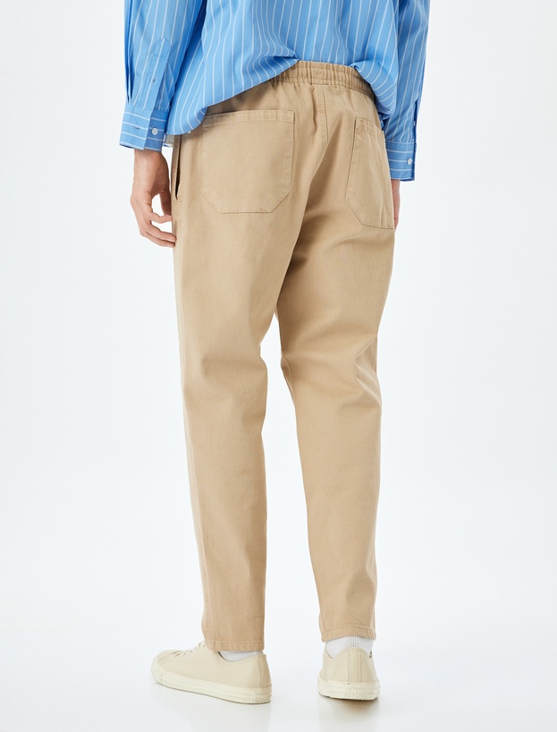 Normal Bel Straight Fit Pamuklu Beli Bağcıklı Pantolon_3