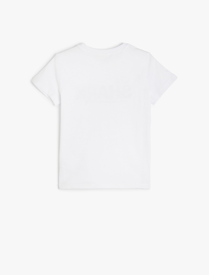 Erkek Çocuk Köpekbalığı Temalı Baskı Detaylı Kısa Kollu Pamuklu Tişört