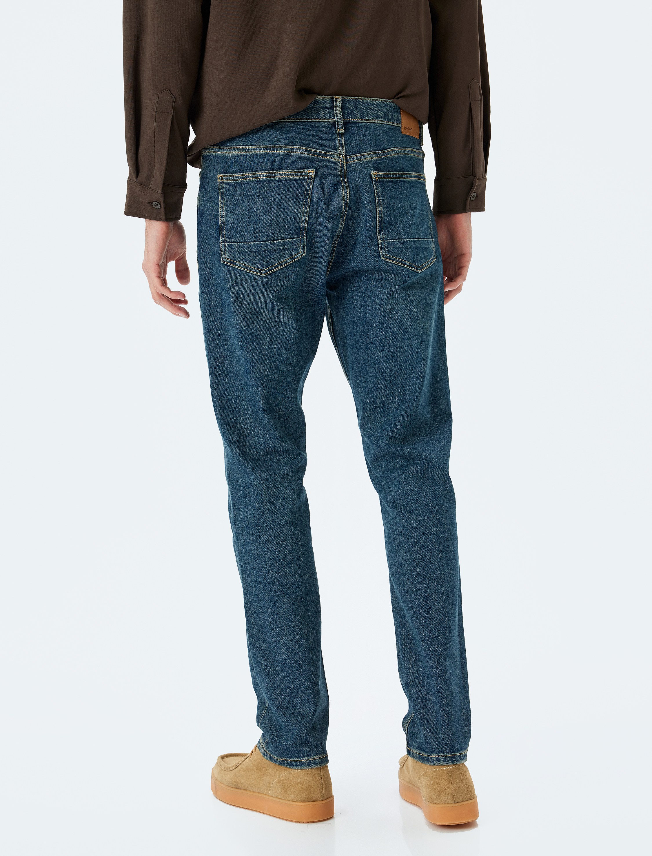   Düğmeli Normal Bel Slim Fit Kot Pantolon - Brad Jean