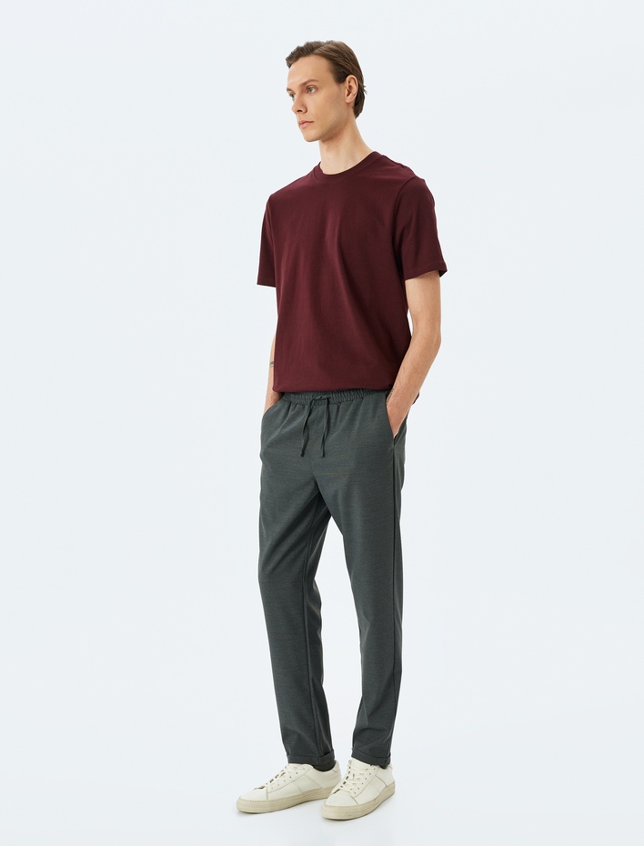  Bisiklet Yaka Pamuklu Tok Kumaş Regular Fit Basic Kısa Kollu Tişört