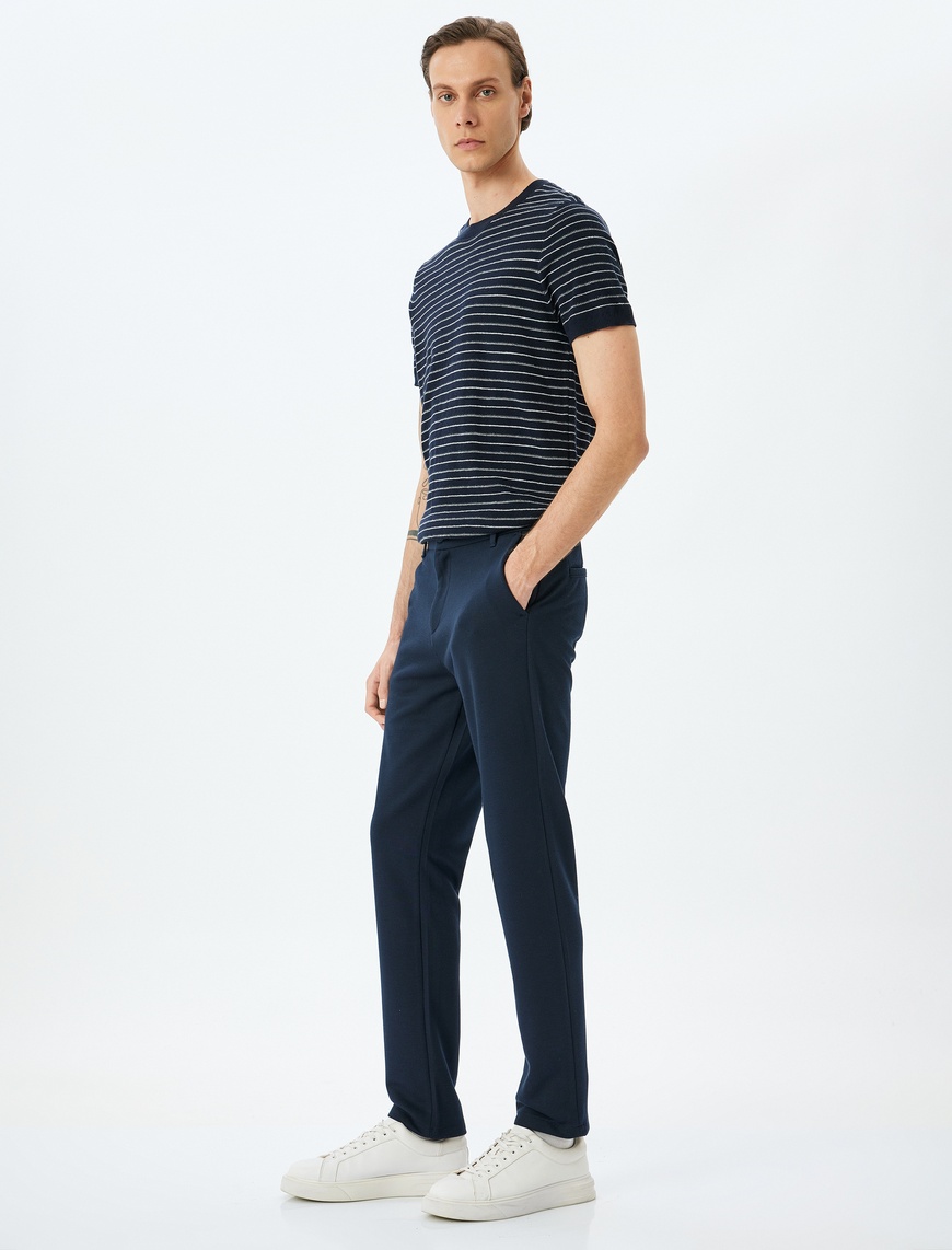   Slim Fit Normal Bel Viskon Karışımlı Chino Pantolon