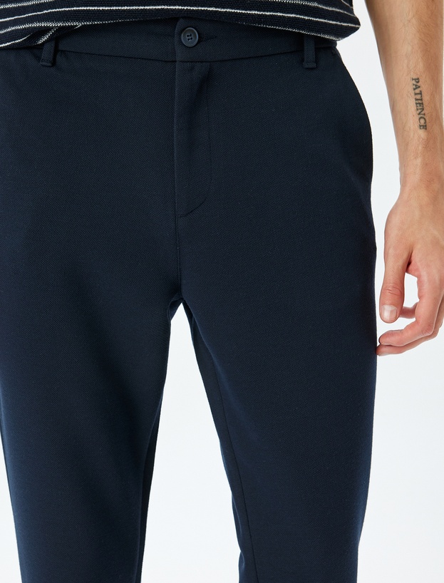 Slim Fit Normal Bel Viskon Karışımlı Chino Pantolon_4