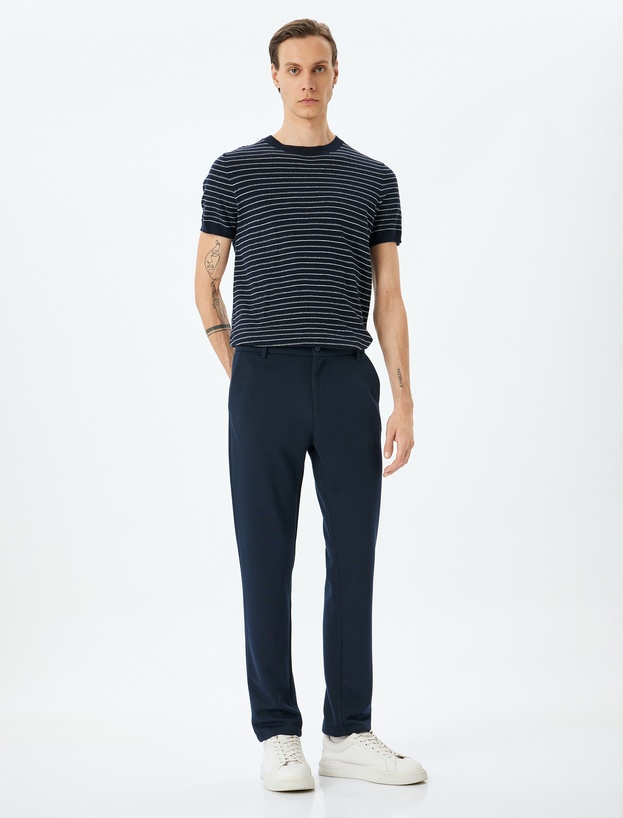 Slim Fit Normal Bel Viskon Karışımlı Chino Pantolon_0