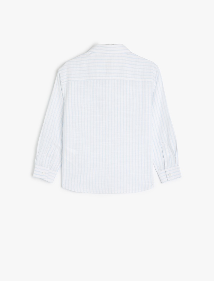 Erkek Çocuk Çizgili Pamuklu Uzun Kollu Gömlek