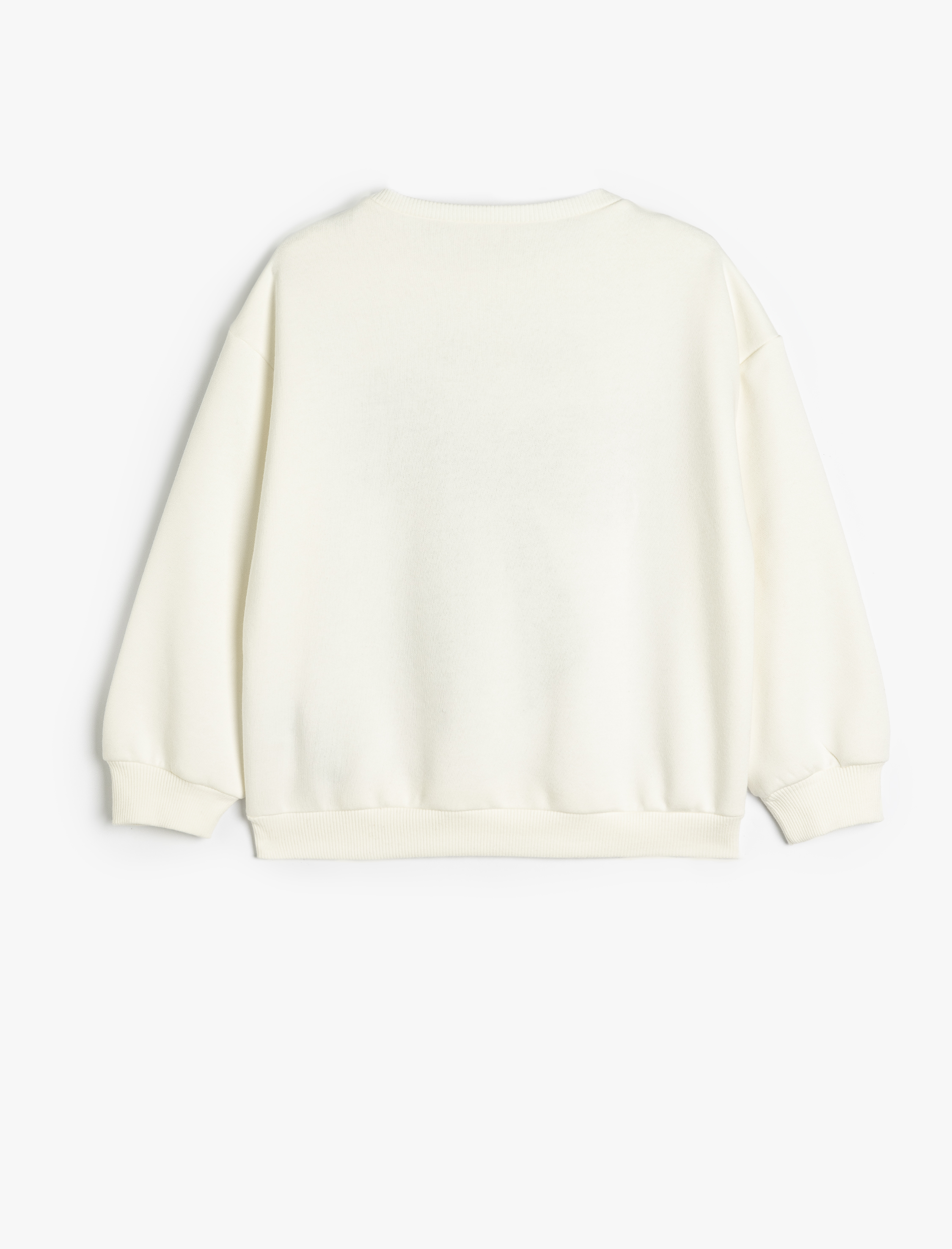  Kız Çocuk Fiyonklu Sweatshirt Pullu Payetli Uzun Kollu Bisiklet Yaka Şardonlu