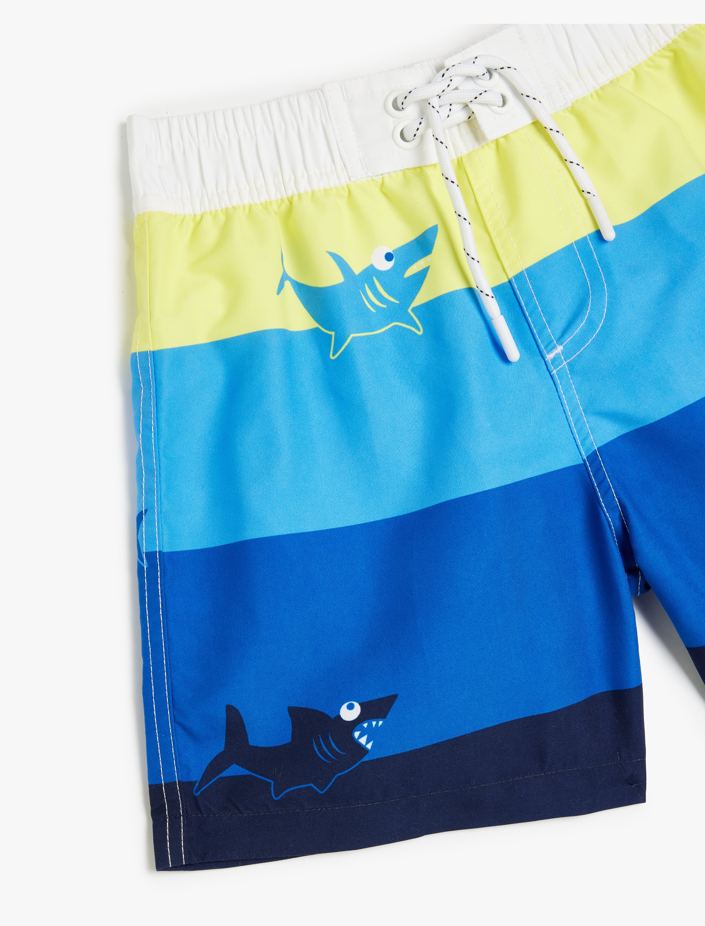 Erkek Çocuk Köpek Balığı Baskı Detaylı Beli Bağlamalı Deniz Şortu