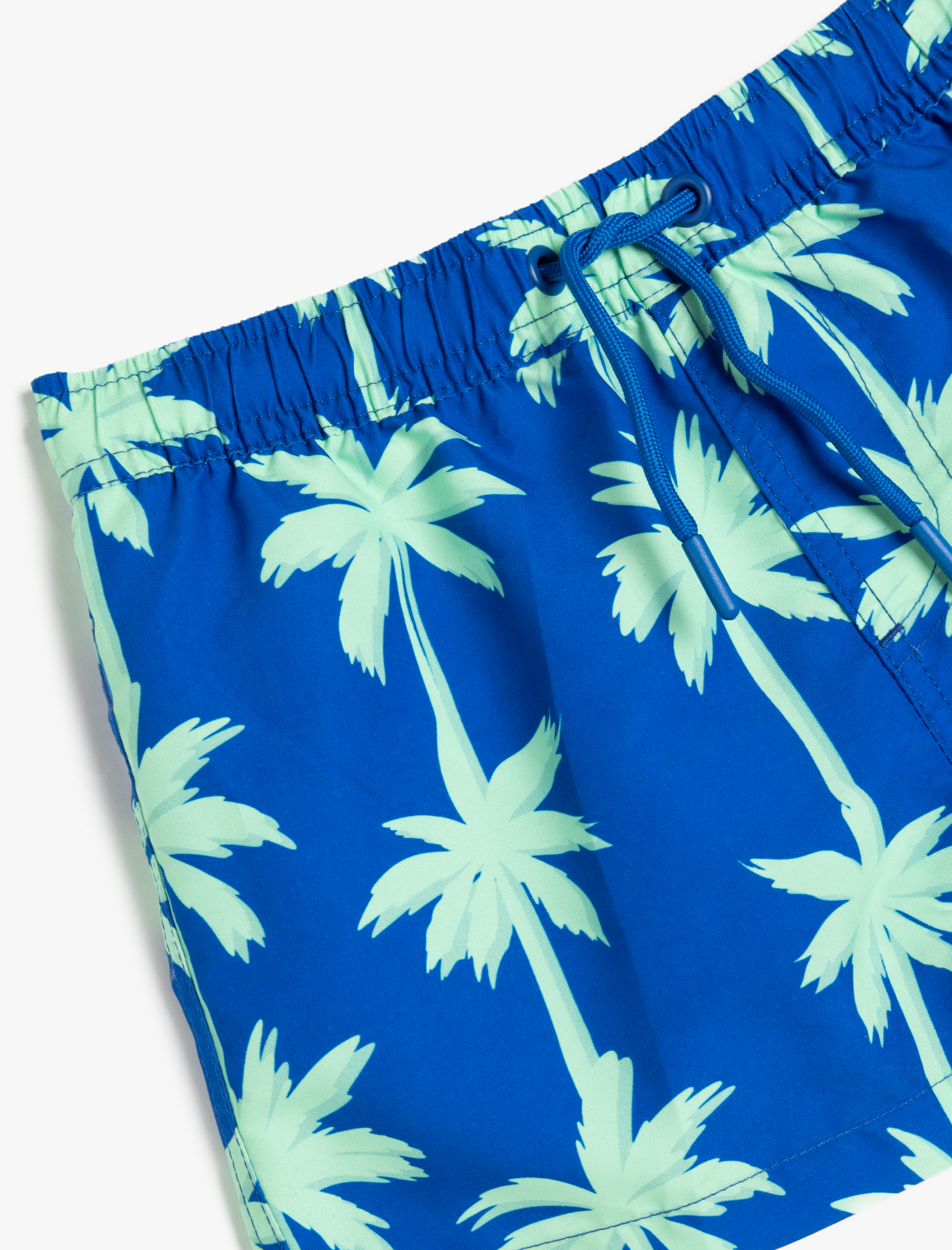  Erkek Çocuk Beli Bağlamalı Palmiye Baskılı Deniz Şortu