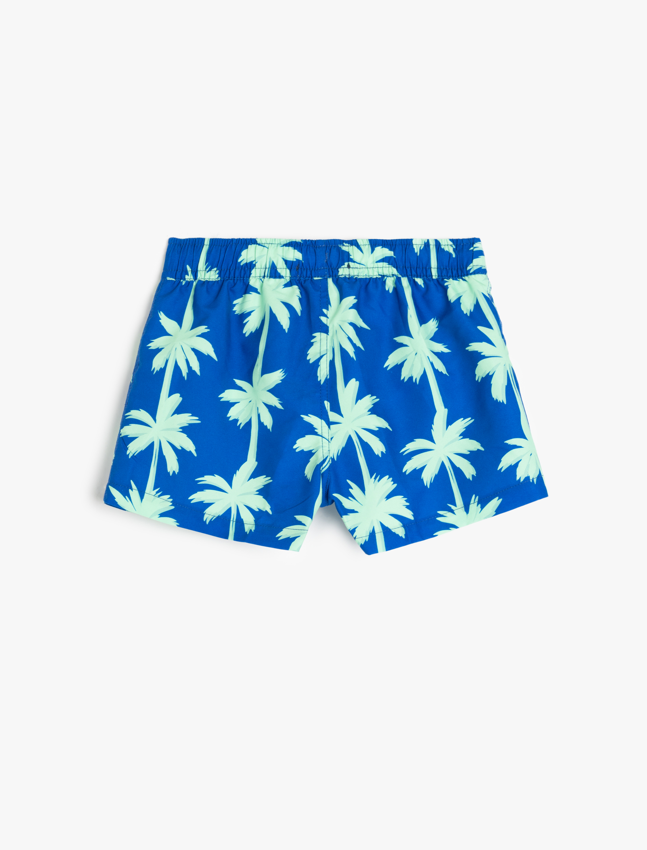  Erkek Çocuk Beli Bağlamalı Palmiye Baskılı Deniz Şortu