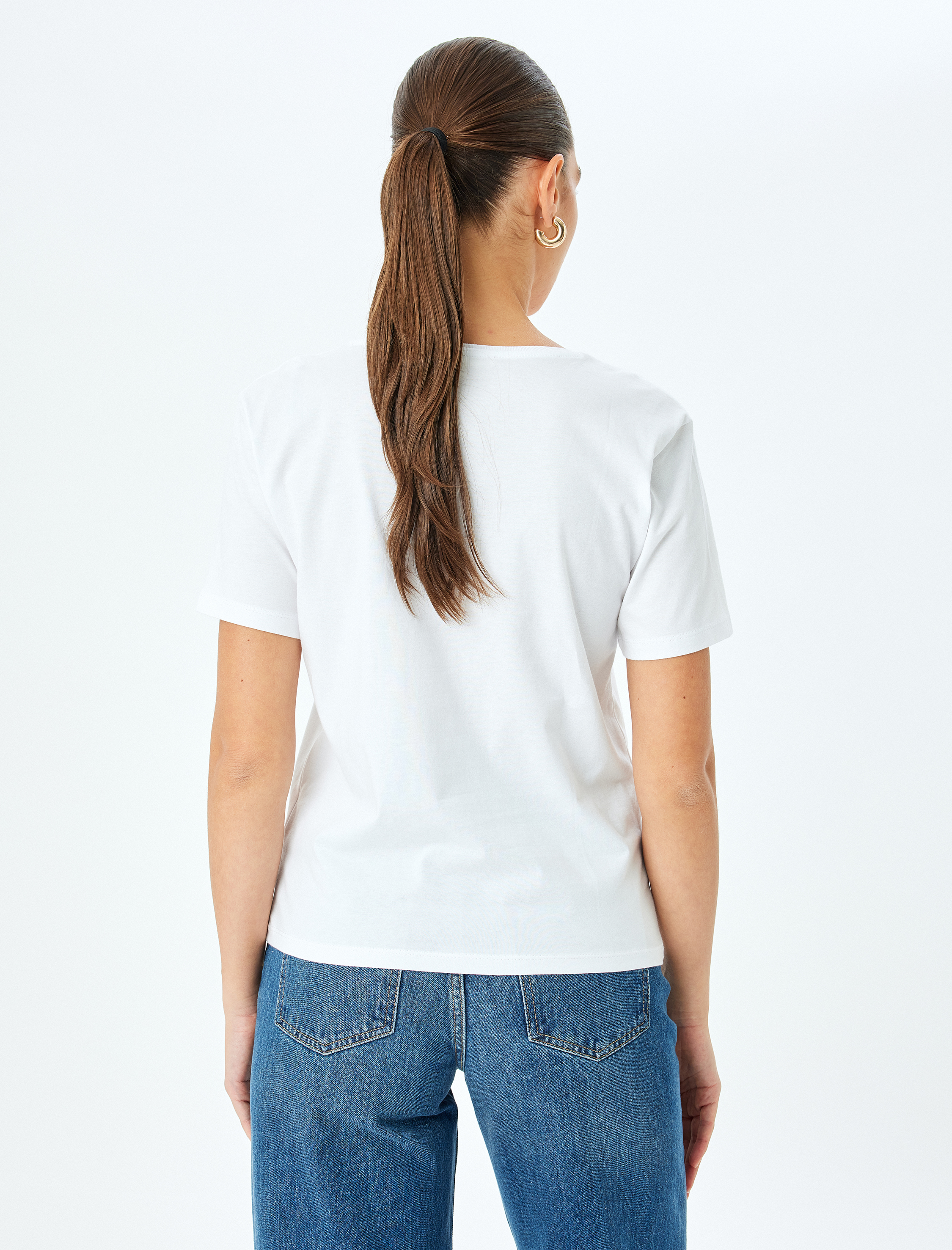   Pamuklu Kısa Kollu Basic V Yaka Tişört