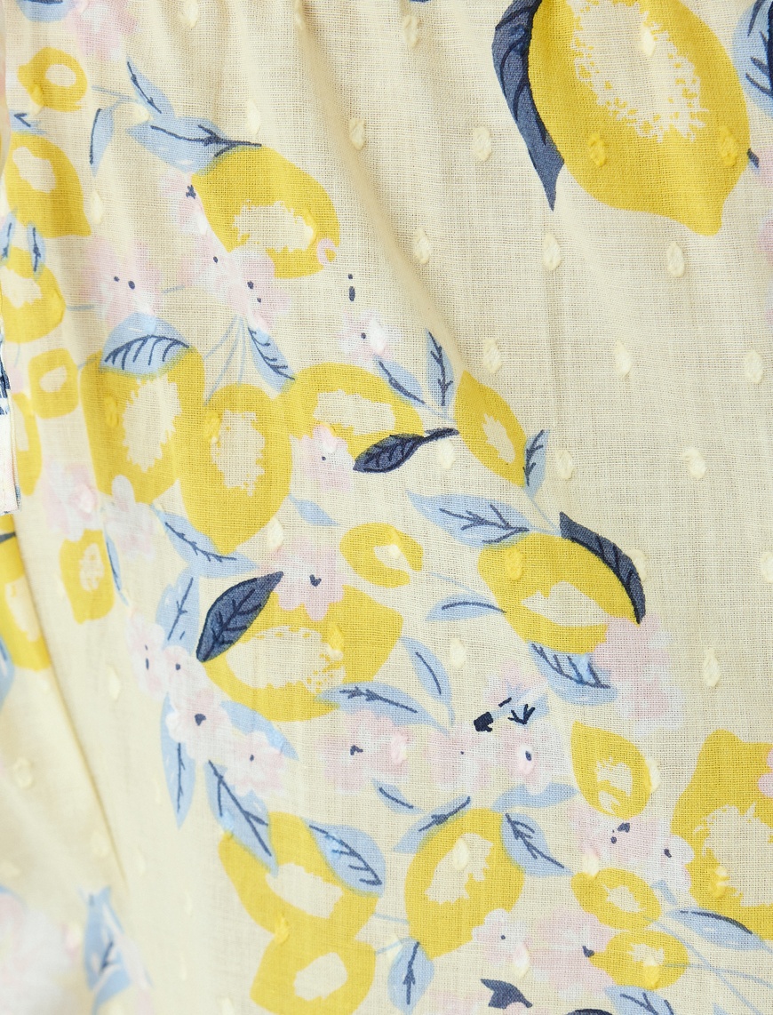   Limon Baskılı Rahat Kalıp Pamuklu Pijama Altı