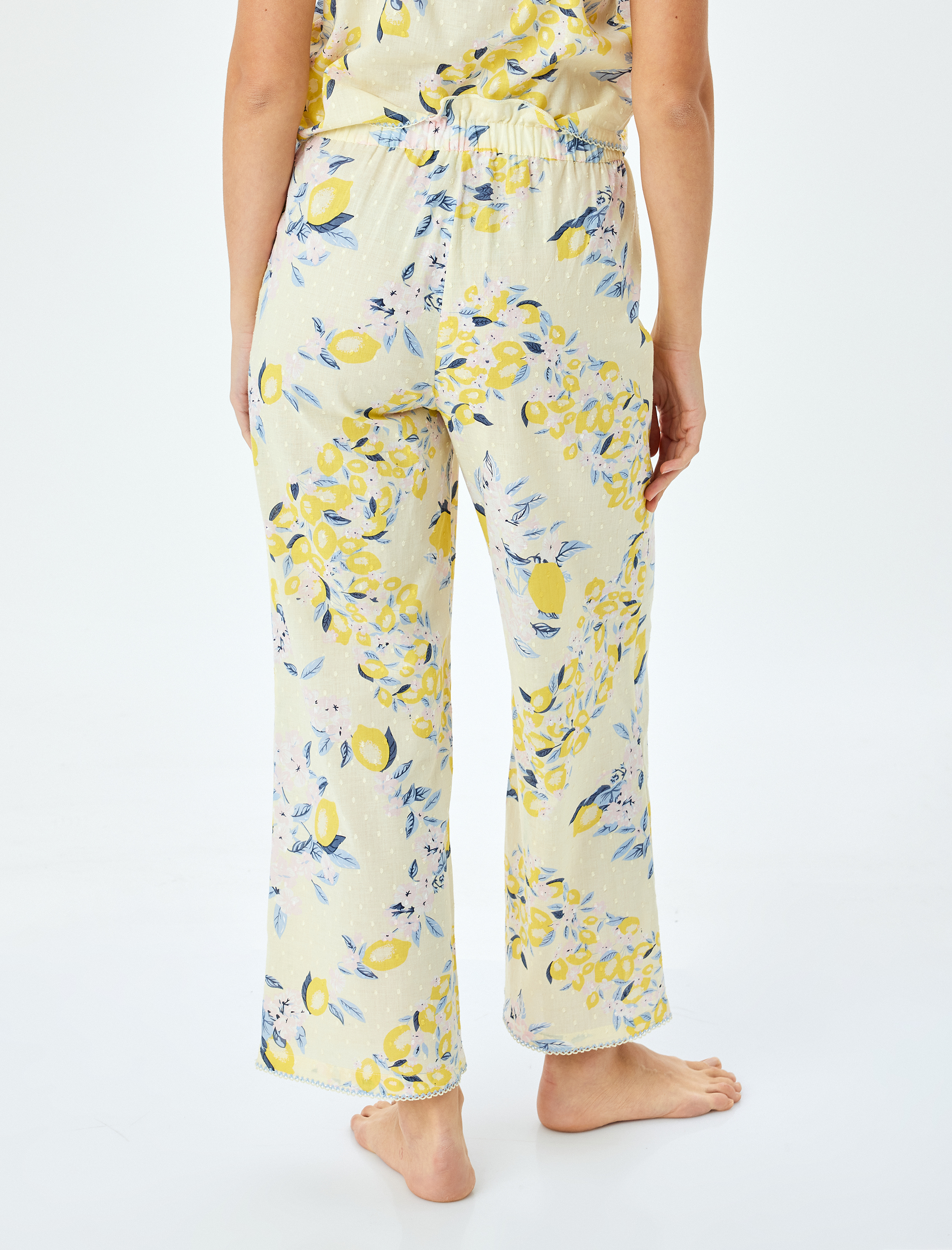   Limon Baskılı Rahat Kalıp Pamuklu Pijama Altı