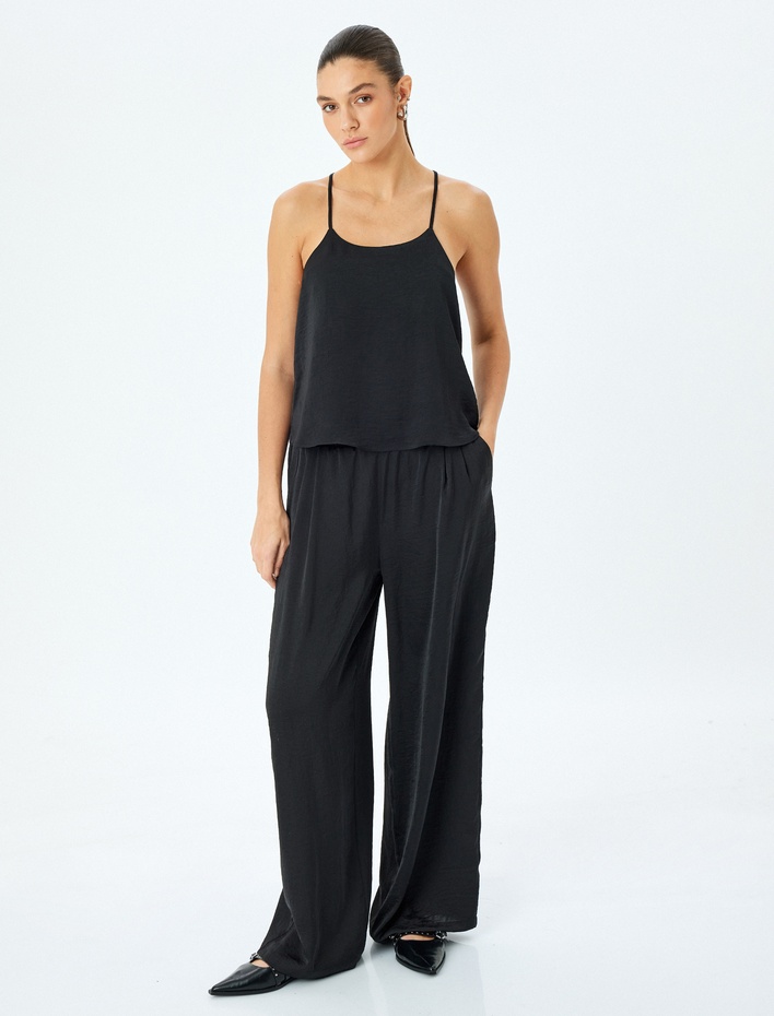  İnce Askılı Halter Yaka Saten Atlet