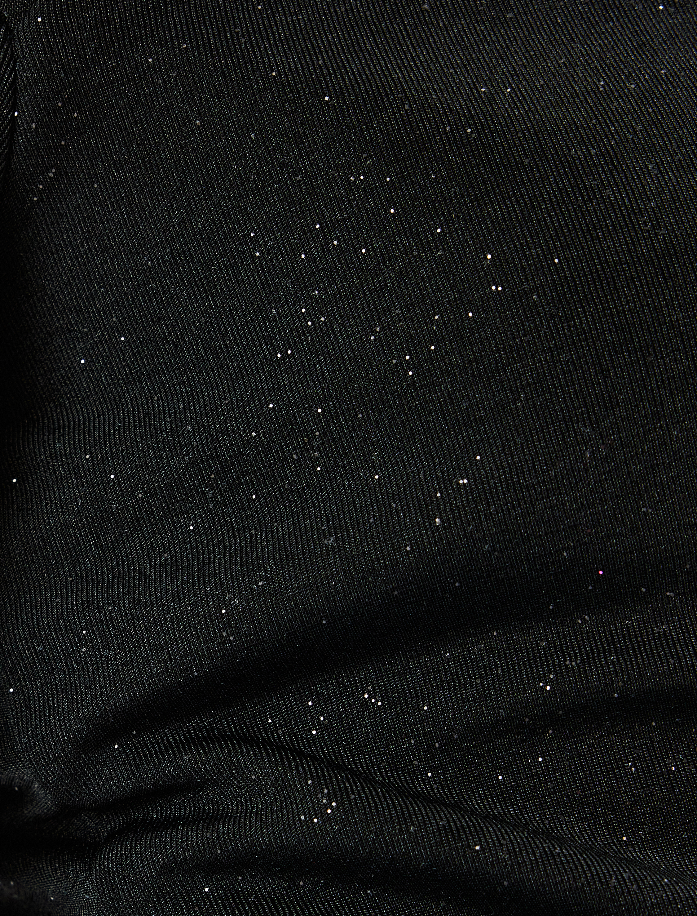   Asimetrik Yaka Drapeli Slim Fit Mini Simli Abiye Elbise