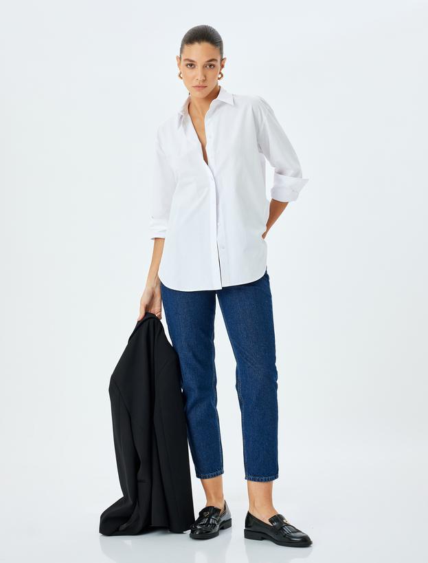 Yüksek Bel Regular Fit Düz Paça Kot Pantolon_1