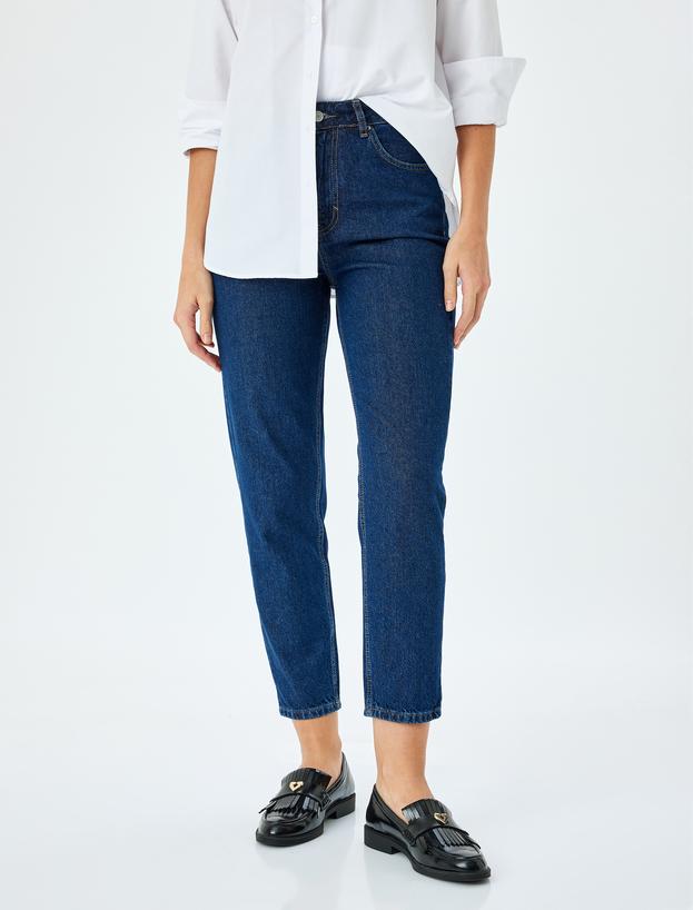 Yüksek Bel Regular Fit Düz Paça Kot Pantolon_2